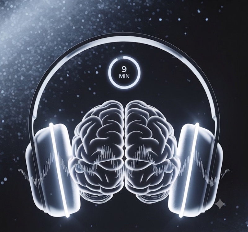 Não bộ với headphones kích hoạt sóng theta